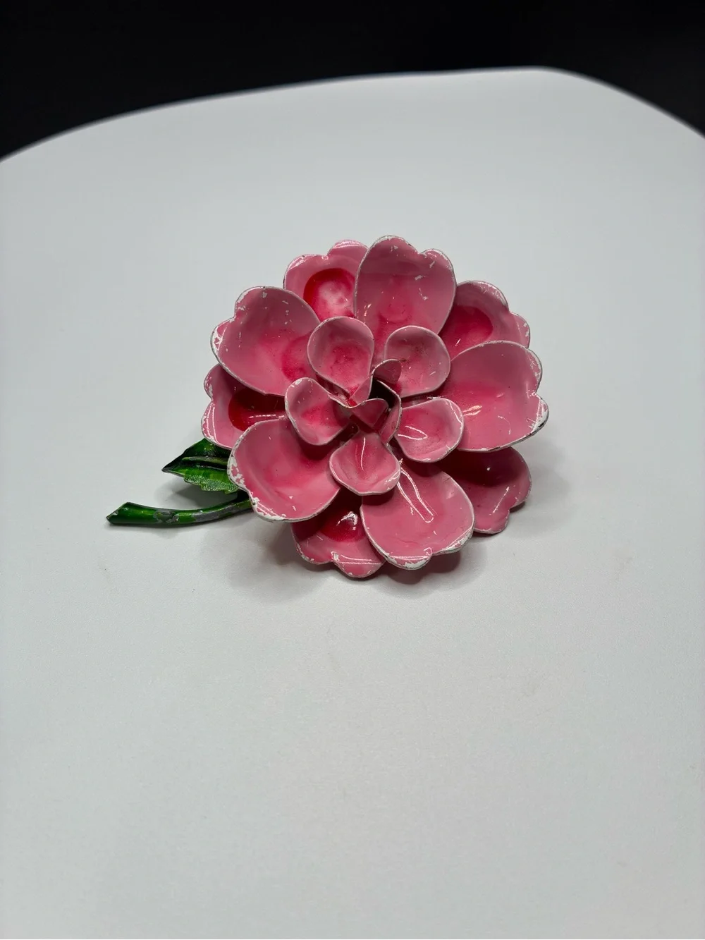 Vintage Pink Floral Enamel Flower Brooch for Women